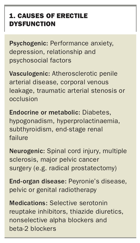 Erectile dysfunction. Part 1 Patient assessment and treatment